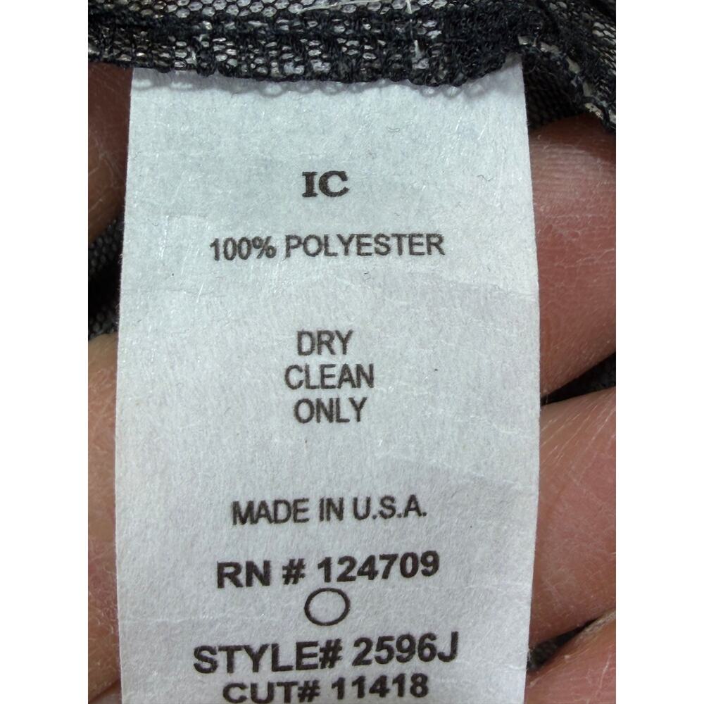 IC by Connie K Women XL Black Silver Sheer 3/4 Sleeve One Button Dress Jacket - Picture 4 of 9